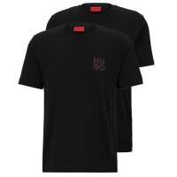 HUGO Herren T-Shirt, 2er Pack - DIMENTO, Rundhals, kurzarm, Logo Print, Baumwolle Schwarz L