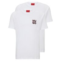 HUGO Mens T-shirt, 2-pack - DIMENTO, round neck, short sleeve, logo print, cotton White 2XL (XX-Large)