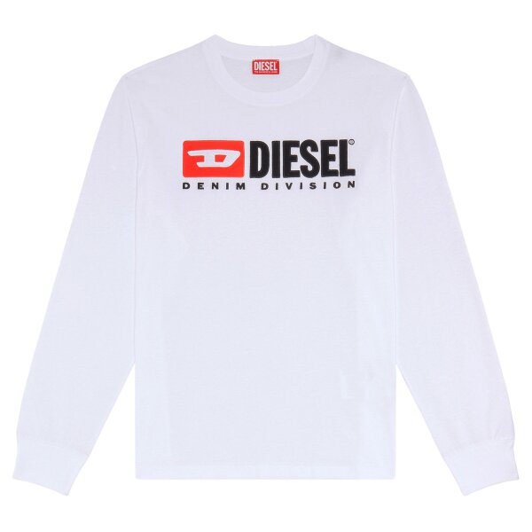 DIESEL Mens Longlseeve - T-JUST-LS-DIV, long sleeve, round neck, logo, cotton White 2XL (XX-Large)