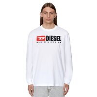 DIESEL Mens Longlseeve - T-JUST-LS-DIV, long sleeve, round neck, logo, cotton White 2XL (XX-Large)