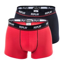 REPLAY 2er Pack Herren Shorts, Cotton Stretch, Unifarben mit Logobund, S-XL