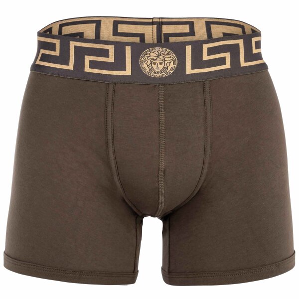 VERSACE Mens Boxer Shorts - TOPEKA, Stretch Cotton, Solid Color Khaki/Gold 2XL (XX-Large)