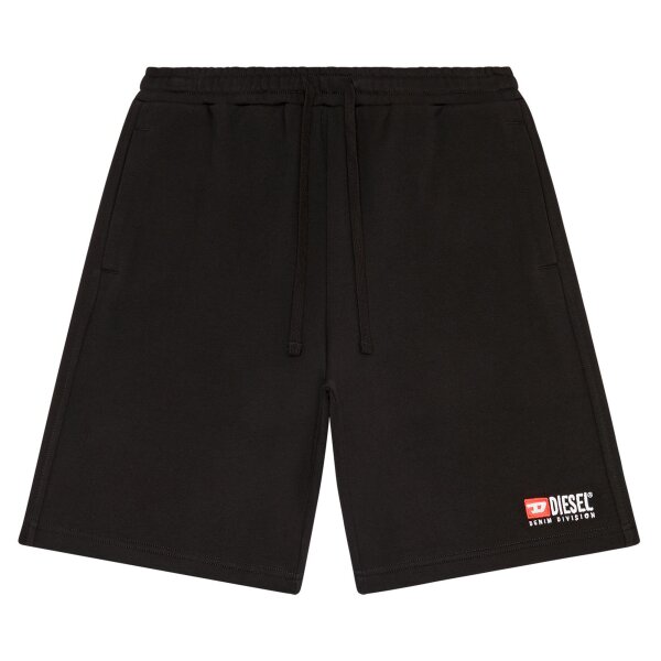 DIESEL Mens Sweatshorts - P-CROWN-DIV, Loungewear, Shorts, Jersey, Cotton Black S (Small)