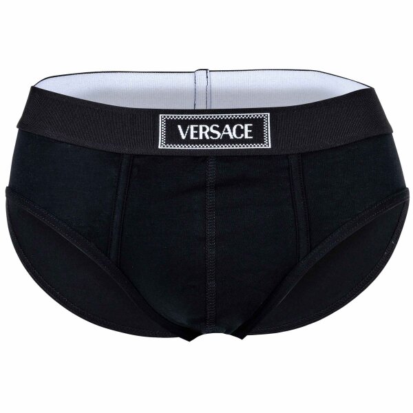 VERSACE Herren Slip - CANETE, Stretch Cotton, Logo, einfarbig Schwarz S
