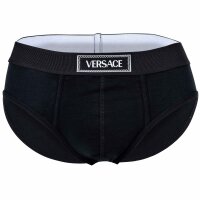 VERSACE Herren Slip - CANETE, Stretch Cotton, Logo, einfarbig Schwarz S