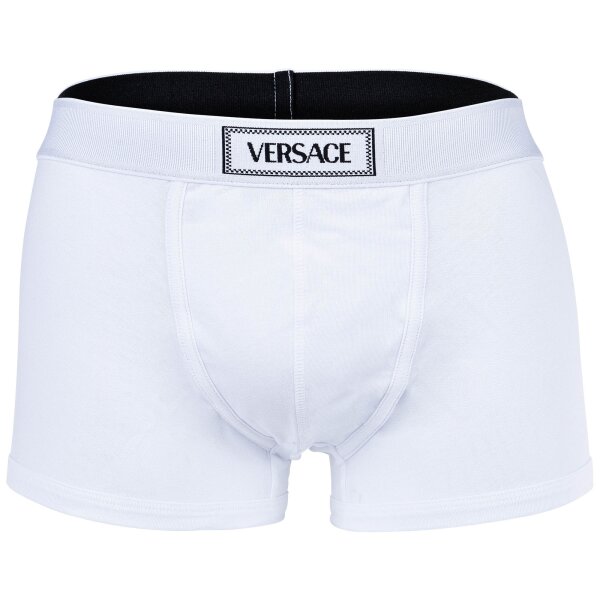 VERSACE Mens Boxer Shorts - CANETE, Trunks, Stretch Cotton, Logo, Solid Colour White 3XL (XXX-Large)