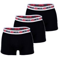 DIESEL Mens Boxershorts, 3 Pack - UMBX-SHAWNTHREEPACK, Trunks, Logo Waistband, Contrast Stripe, Cotton Stretch Black/White S (Small)