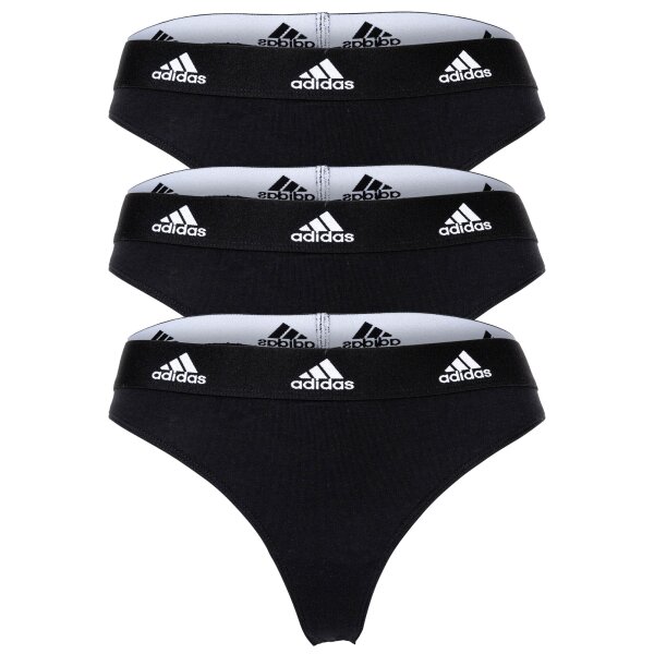 adidas Damen Strings, 3er Pack - Thong 3PK, Unterwäsche, Cotton Stretch, Logo, uni Schwarz XL