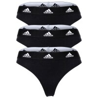 adidas Damen Strings, 3er Pack - Thong 3PK, Unterwäsche, Cotton Stretch, Logo, uni Schwarz XL