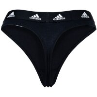 adidas Damen Strings, 3er Pack - Thong 3PK, Unterwäsche, Cotton Stretch, Logo, uni Schwarz/Weiß/Grau L