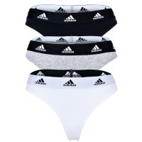 adidas ladies thongs, 3-pack - Thong 3PK, Underwear, Cotton Stretch, Logo, uni Black/White/Grey L (Large)