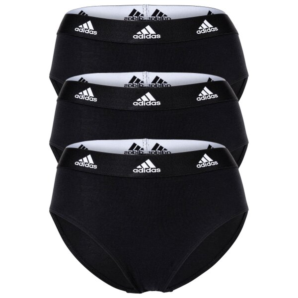adidas Damen, Slip, 3er Pack - Bikini 3PK, Unterwäsche, Cotton Stretch, Logo, uni Schwarz XS