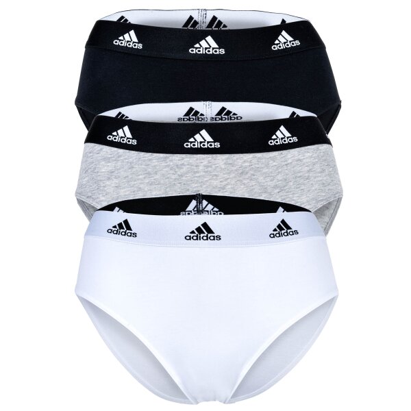 adidas ladies, briefs, 3-pack - Bikini 3PK, underwear, cotton stretch, logo, uni Black/White/Grey 2XL (XX-Large)