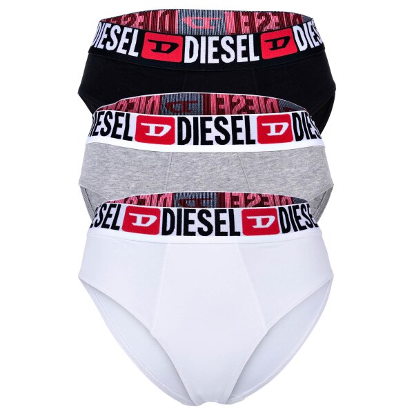 DIESEL Damen Slips, 3er Pack - UFPN-BLANCA-THREEPACK, Panties, Cotton Stretch, Logobund Schwarz/Weiß/Grau XS