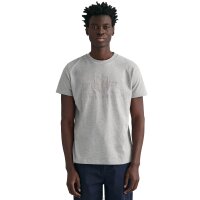 GANT Herren T-Shirt - REG TONAL SHIELD T-SHIRT, Rundhals, Baumwolle, Stickerei Grau M