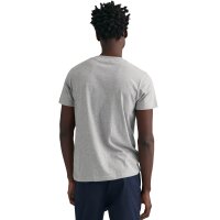 GANT Mens T-Shirt - REG TONAL SHIELD T-SHIRT, round neck, cotton, embroidery Grey M (Medium)