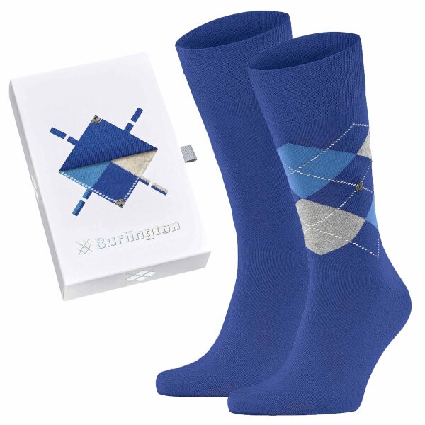 Burlington Herren Socken, 2er Pack - Geschenk-Box "Basic Gift Box" - Mixed 2-Pack, Baumwolle, One Size Mittelblau 40-46