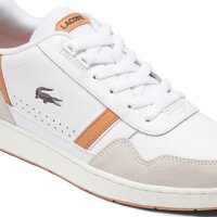 LACOSTE Herren Sneaker - T-CLIP, Turnschuhe, Retro, Logo, Echtleder Weiß/Beige EUR 43