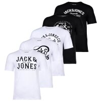 JACK&JONES Mens T-Shirt, 5-pack - JJLEOGRA TEE CREW NECK, short sleeve, crew neck, cotton, logo print