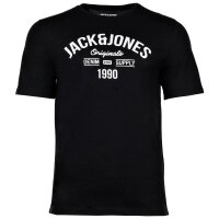JACK&JONES Herren T-Shirt, 5er Pack - JJLEOGRA TEE CREW NECK, Kurzarm, Rundhals, Baumwolle, Logo-Print Weiß/Schwarz M