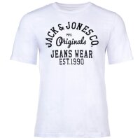 JACK&JONES Herren T-Shirt, 5er Pack - JJLEOGRA TEE CREW NECK, Kurzarm, Rundhals, Baumwolle, Logo-Print Weiß/Schwarz M