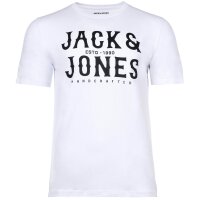 JACK&JONES Mens T-Shirt, 5-pack - JJLEOGRA TEE CREW NECK, short sleeve, crew neck, cotton, logo print White/Black M (Medium)