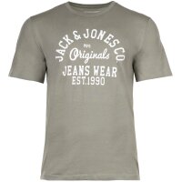 JACK&JONES Herren T-Shirt, 5er Pack - JJLEOGRA TEE CREW NECK, Kurzarm, Rundhals, Baumwolle, Logo-Print Schwarz/Weiß/Blau/Grün S