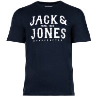 JACK&JONES Mens T-Shirt, 5-pack - JJLEOGRA TEE CREW NECK, short sleeve, crew neck, cotton, logo print Black/White/Blue/Green S (Small)
