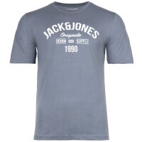 JACK&JONES Mens T-Shirt, 5-pack - JJLEOGRA TEE CREW NECK, short sleeve, crew neck, cotton, logo print Black/White/Blue/Green S (Small)
