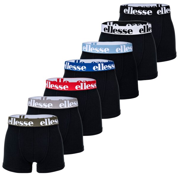 ellesse Herren Boxer Shorts, 7er Pack - Yema 7 Pack Boxer Shorts, Logo, Cotton Stretch Schwarz/Blau/Rot/Grau XL