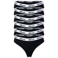ellesse Ladies Thongs, 6 Pack - HILLAR, Underwear, Cotton Stretch, Logo Waistband Black XS (X-Small)