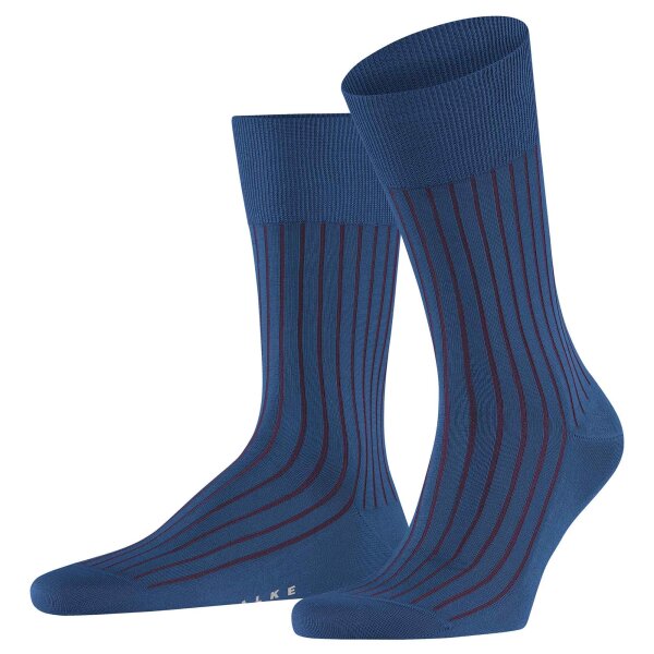 FALKE Herren Socken - Shadow, Strümpfe, Baumwolle, Logo, lang, einfarbig Blau/Bordeaux 41-42
