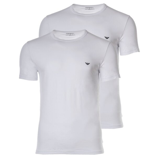 EMPORIO ARMANI Herren T-Shirt 2er Pack - Crew Neck, Rundhals, Halbarm, unifarben Weiß S (Small)