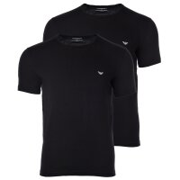 EMPORIO ARMANI Mens T-Shirt Pack of 2 - Crew Neck, Round Neck, Half Sleeve, Plain Black S (Small)