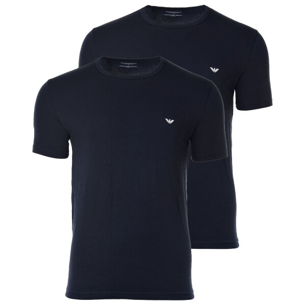 EMPORIO ARMANI Mens T-Shirt Pack of 2 - Crew Neck, Round Neck, Half Sleeve, Plain Navy M (Medium)