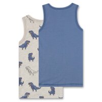 Sanetta boys vest, 2-pack - top, shirt, sleeveless, organic cotton, dino Beige/Blue 116