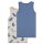 Sanetta boys vest, 2-pack - top, shirt, sleeveless, organic cotton, dino Beige/Blue 128