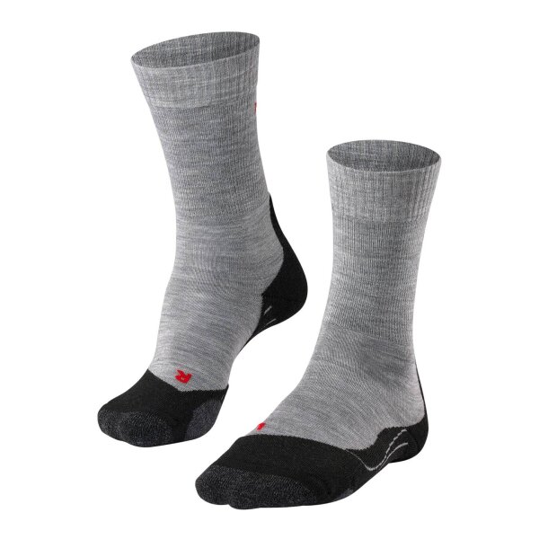 FALKE Womens Socks - Trekking Socks TK 2, Ergonomic, Merino wool mix Light grey 37-38 (4-5 UK)