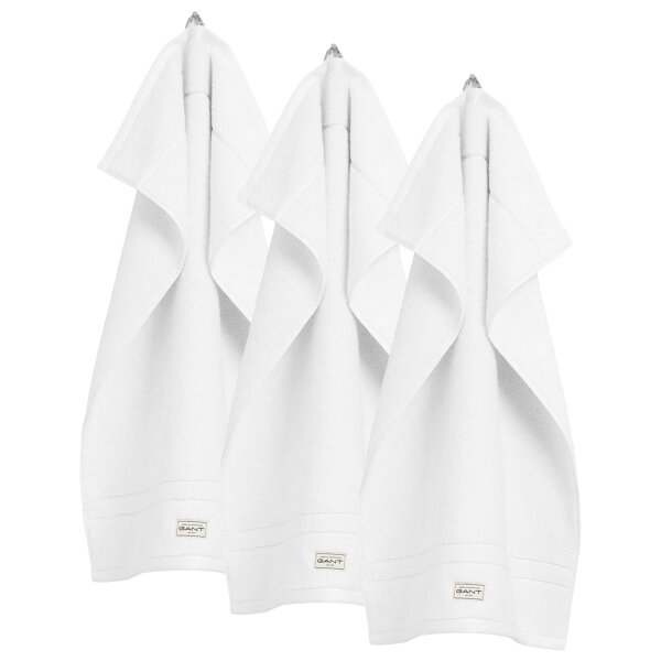 GANT guest towel, pack of 3 - Premium towel, towelling, organic cotton White 30x50cm