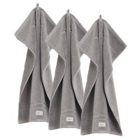 GANT guest towel, pack of 3 - Premium towel, towelling, organic cotton Grey 30x50cm