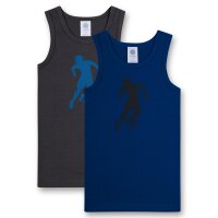 Sanetta Jungen Shirts 2er Pack - Unterwäsche, Unterhemden, Baumwolle, Fußball Blau/Grau 092