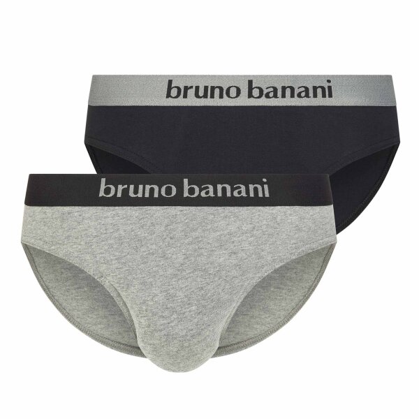 bruno banani Herren Slip, 2er Pack - Flowing, Sportslip, Stretch-Baumwolle, Logo