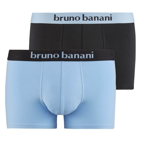 bruno banani Mens Boxershorts, 2 Pack - Flowing, Cotton Sky blue/black XXL (XX-Large)