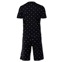 LACOSTE Herren Schlafanzug Set, 2-tlg. - Set Pyjama Loungewear, kurz, Allover Minicroc Print, Rundhals, Jersey Schwarz/Weiß L