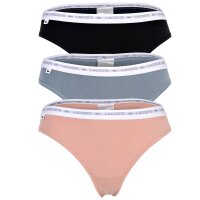 LACOSTE Damen Strings, 3er Pack - Thong, Unterwäsche, Cotton Stretch, Logobund, einfarbig