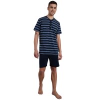 CECEBA mens pyjamas, 2-piece set - Philadelphia, shorty, short, button placket, cotton Blue/White S (Small)