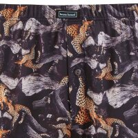 bruno banani mens jersey boxer shorts - PANTHERA, bb Premium Line, print Black/Beige XL (X-Large)