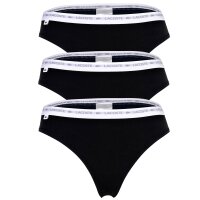 LACOSTE Damen Strings, 3er Pack - Thong, Unterwäsche, Cotton Stretch, Logobund, einfarbig Schwarz S