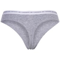 LACOSTE Damen Strings, 3er Pack - Thong, Unterwäsche, Cotton Stretch, Logobund, einfarbig Schwarz/Grau/Weiß XS