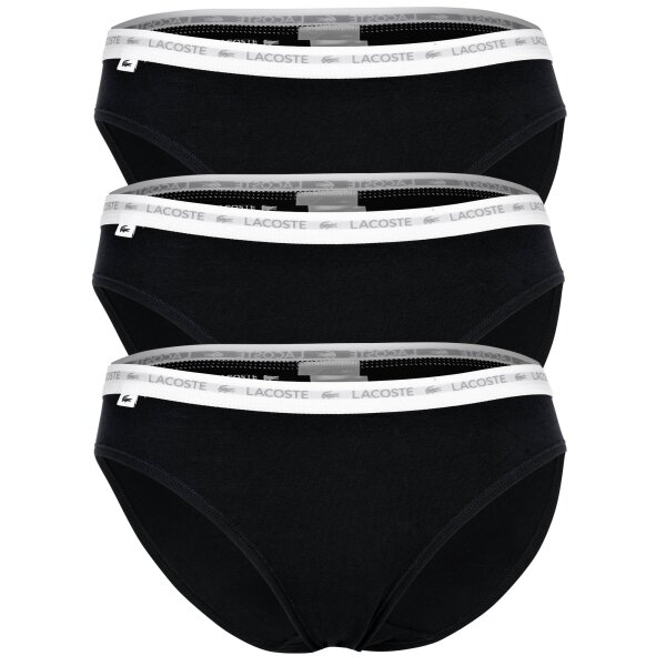 LACOSTE Damen Slips, 3er Pack - Brief, Unterwäsche, Cotton Stretch, Logobund, einfarbig Schwarz S